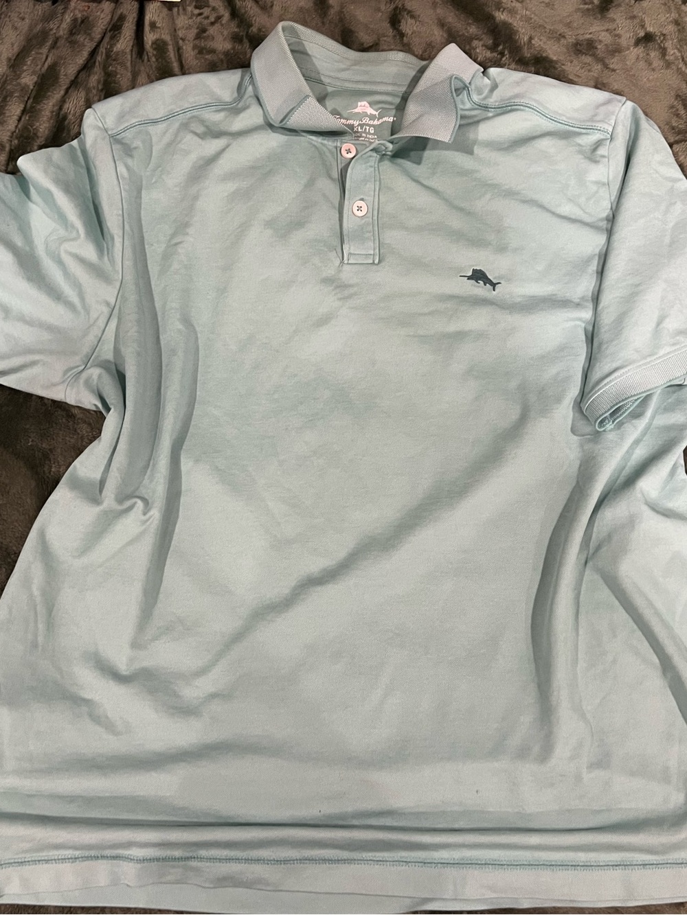 Tommy Bahama Light Blue Polo with Dolphin Logo